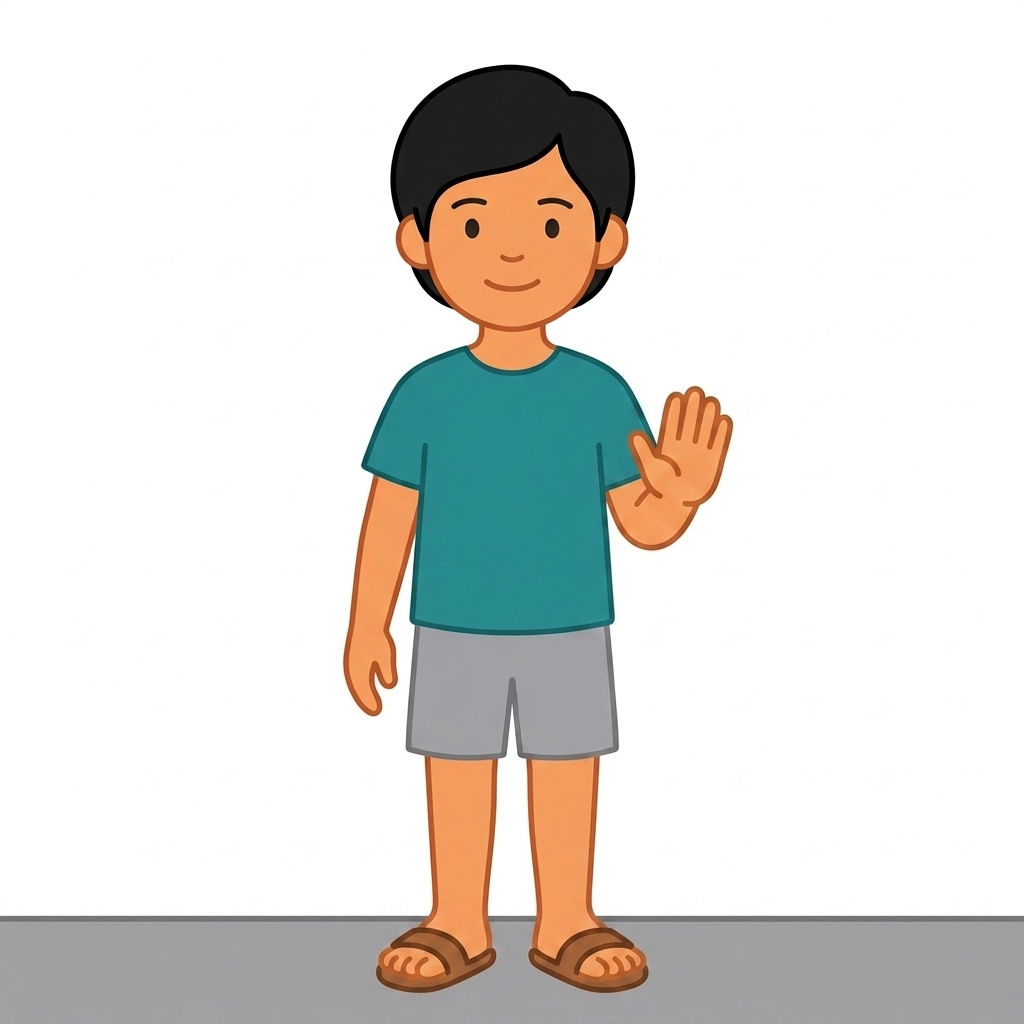 A child stopping at the edge of the road before crossing